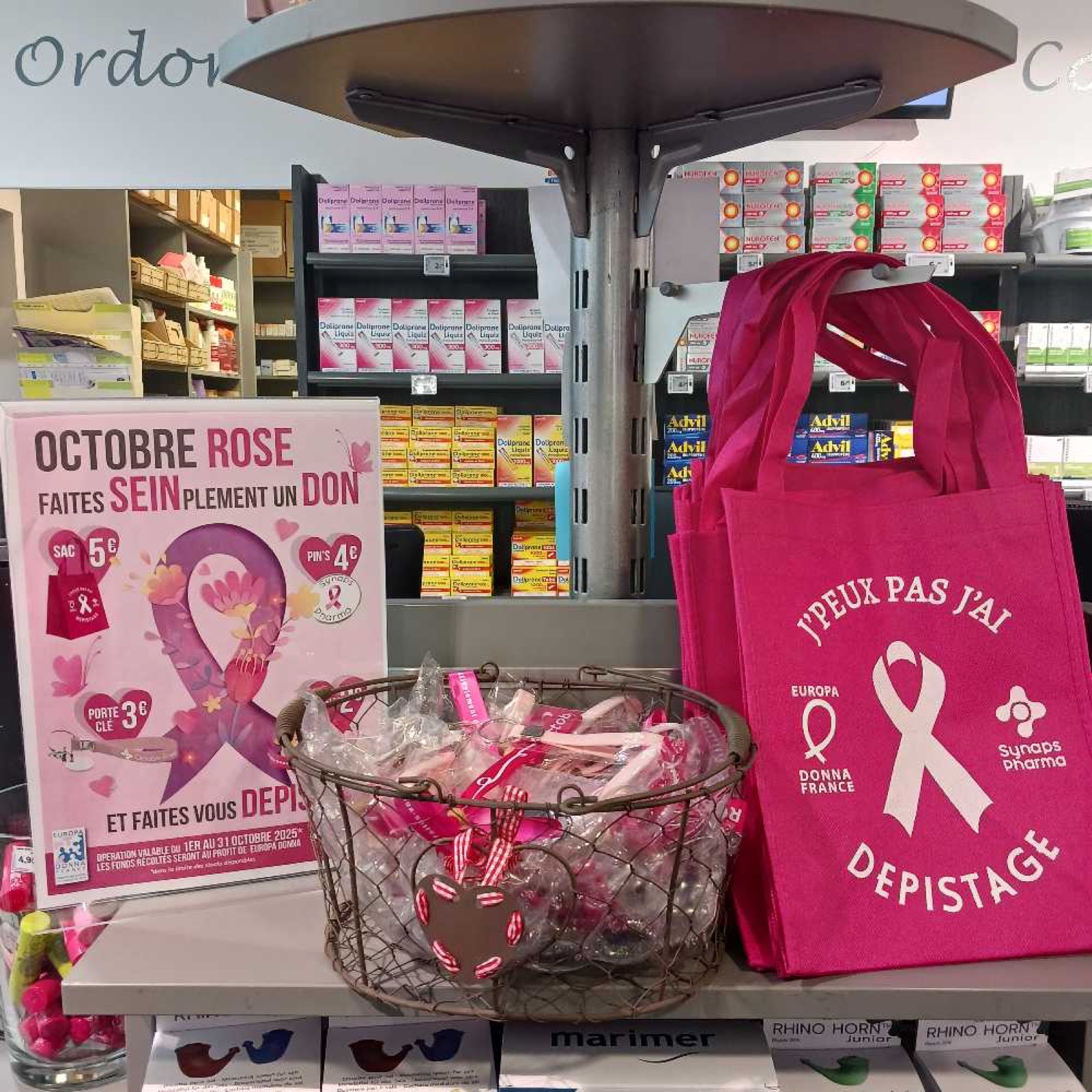 Sacs solidaires Octobre rose Synaps Pharma